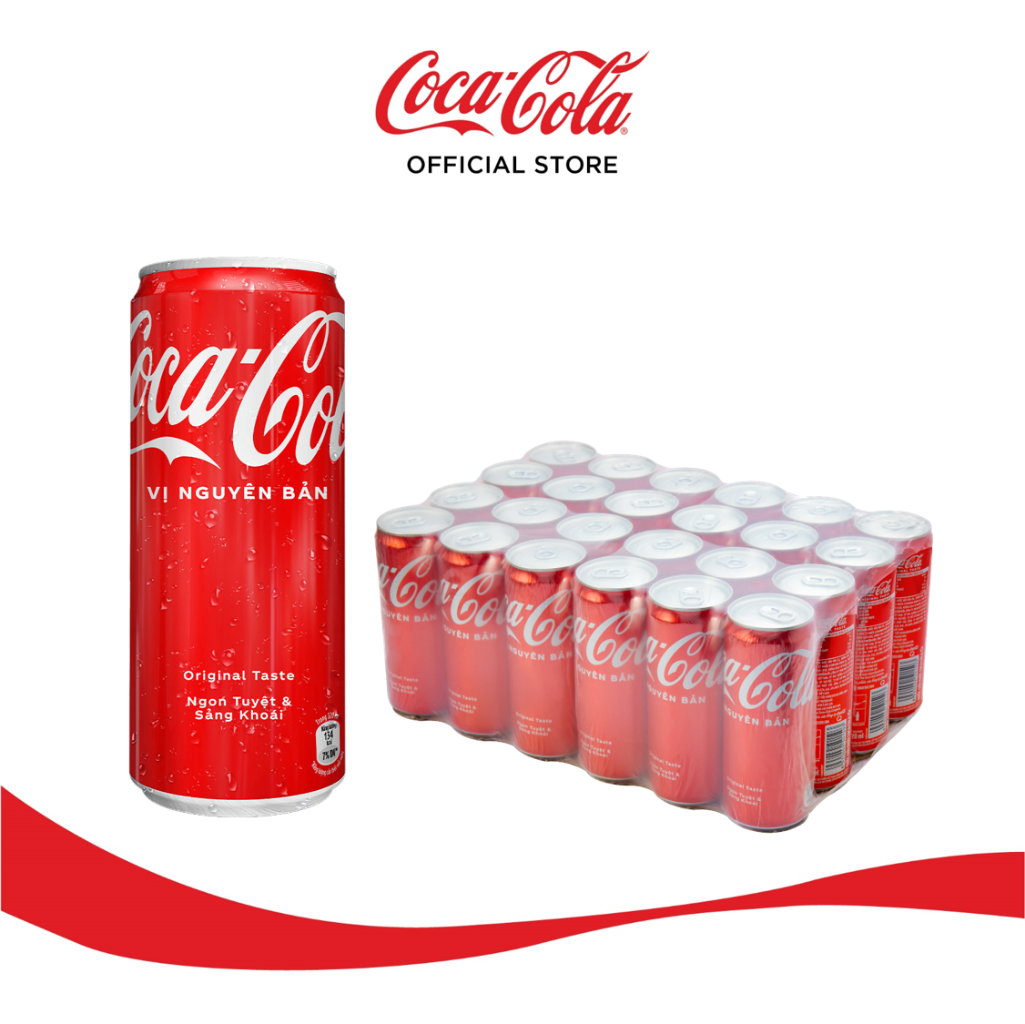 Thùng 24 Lon Nước Giải Khát Coca-Cola vị Nguyên Bản Original 320mlx24