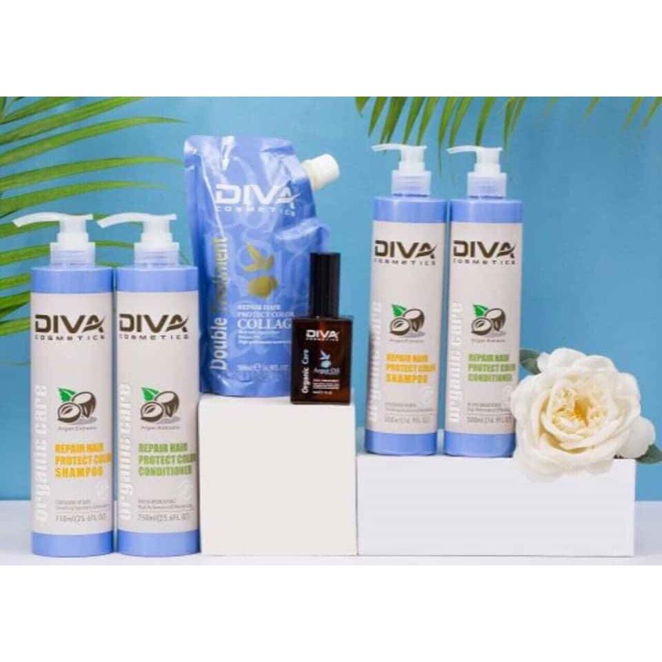 Bộ dầu gội xả phục hồi giữ màu DIVA Collagen Hair Repair Protect Color