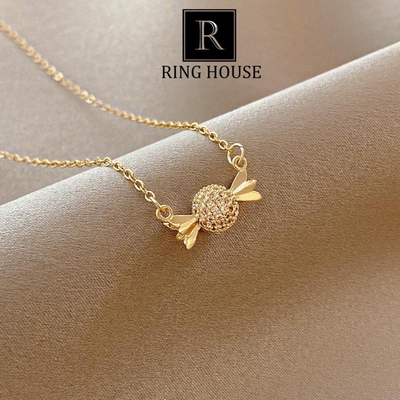 Dây chuyền vòng cổ titan nữ mặt viên kẹo xinh đẹp Ring House