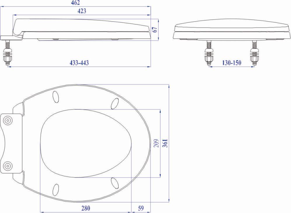 Nắp nhựa Sunzin SZ02 thay thế cho bồn cầu C306 Inax (trắng)