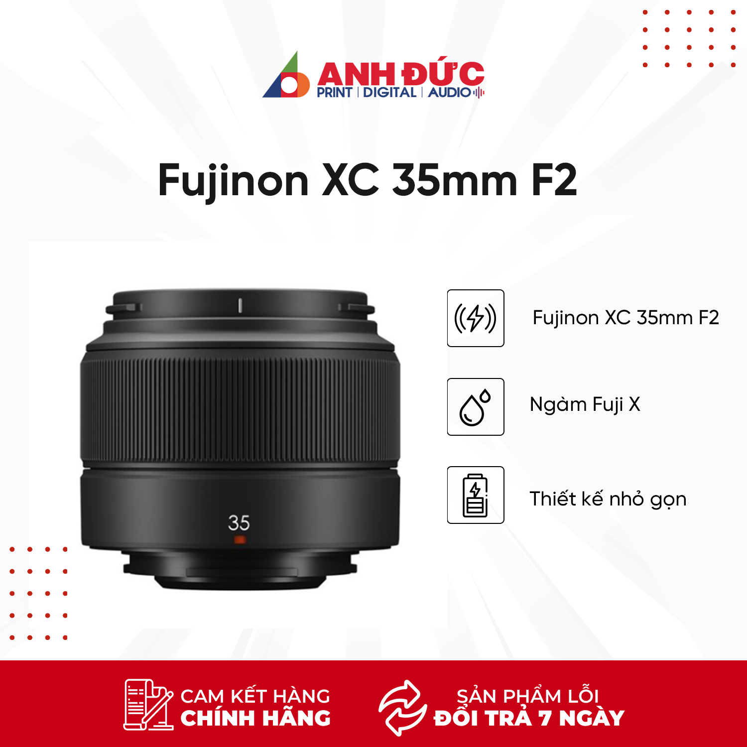 Ống kính Fujinon XC 35mm F2 Black - Hàng Chính Hãng
