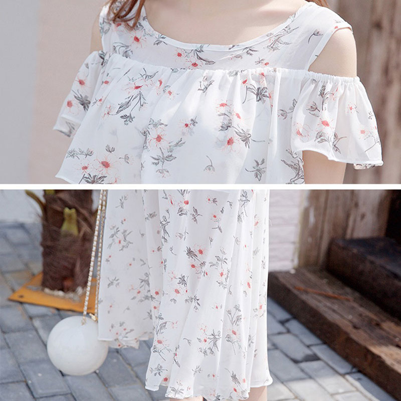 Đầm Đi Biển, Váy Đi Biển, Váy Maxi Đi Biển, Đầm Nữ Maxi Đi Biển, Đầm Hoa Nhí Trắng 2 Tầng Tà Xoè Rộng Phong Cách Trẻ Trung - OQA054 - Ope Store
