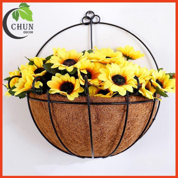 Hoa Giả, Giỏ Hoa Treo Tường Hoa Trang Trí Nhà Cửa Ban Công Lối Đi Sân Vườn Tặng Móc Treo