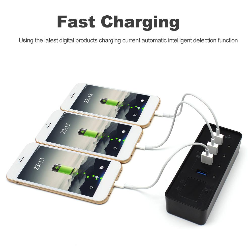 OImaster 4 cổng USB3.0 Hub tốc độ cao Cắm và chạy với bộ sạc cho Mac PC Ổ đĩa flash USB