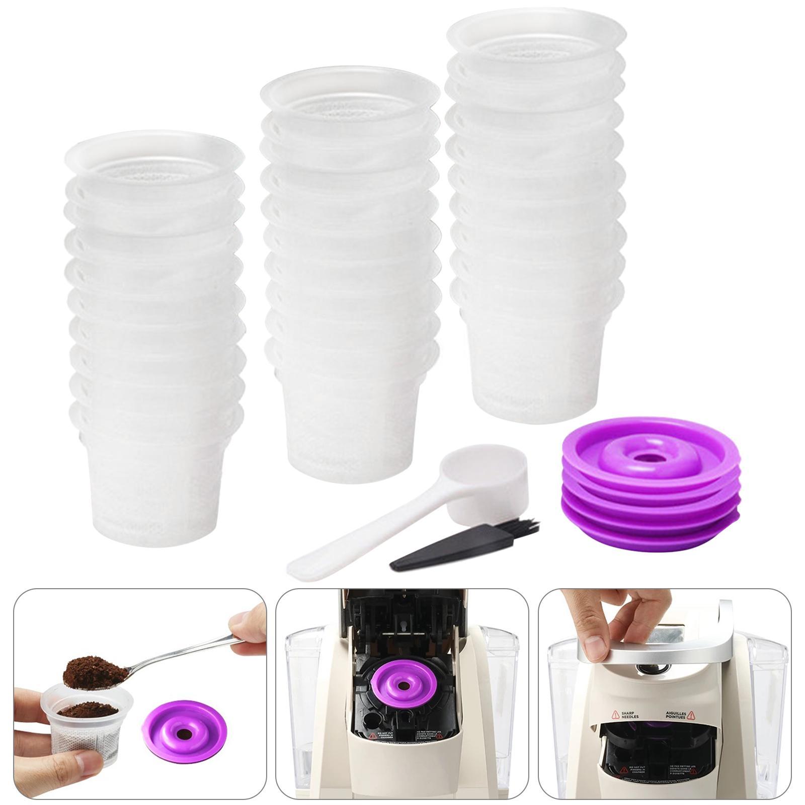 50x Coffee Filter Cups Acceesory Replacement with 5Pcs Lids for Kitchen Cafe