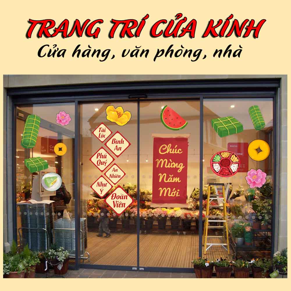 Sticker decal hình dán trang trí tết - Chúc Mừng Năm Mới