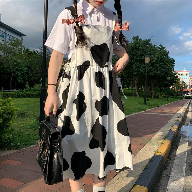 Yếm 2 Dây Nữ Dairy Cow  Nana's House -  Váy yếm 2 dây nữ bò sữa trendy dáng dài Ulzzang