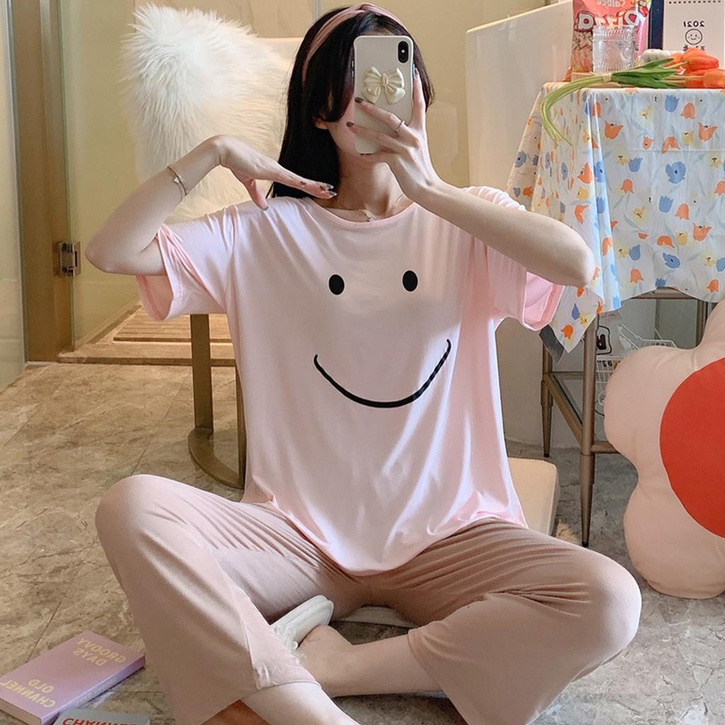 Bộ ngủ nữ mặc nhà quần dài áo cộc tay cute dễ thương chất cotton thấm hút mồ hôi cực kì tốt