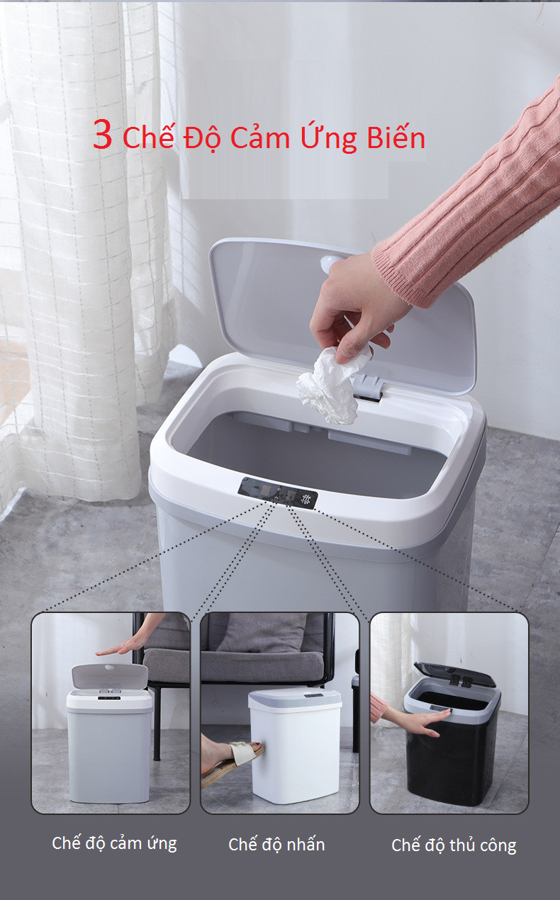 Thùng đựng rác cảm ứng hồng ngoại tự động mở đa năng cao cấp -Màu ngẫu nhiên