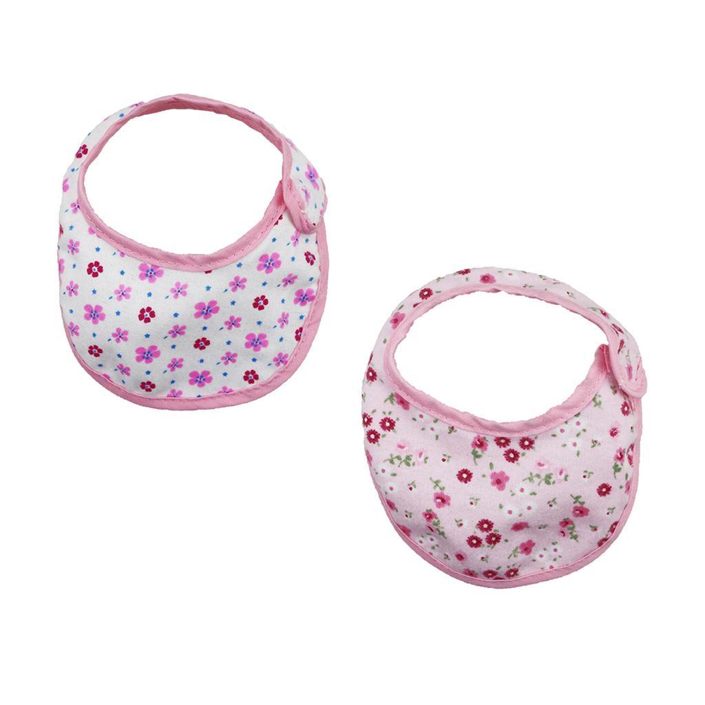 Pretty Baby Doll Bib Burp Set Little Flowers Printed Saliva Bib for 18'' Zapf Doll Pink