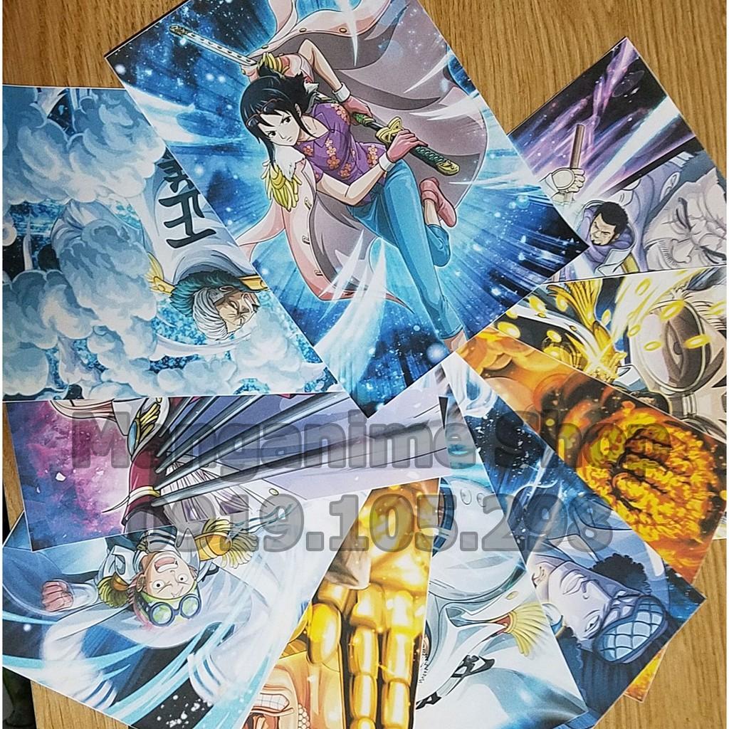 Bộ 10 tấm tranh poster hải quân trong Onepiece loại mỏng - marine poster onepiece