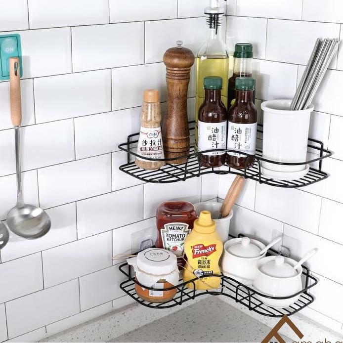 Kệ Góc Nhà Tắm Phun Sơn Tĩnh Điện Dán Tường Siêu Dính Trong Nhà Tắm, Nhà Bếp Tiện Dụng 88285