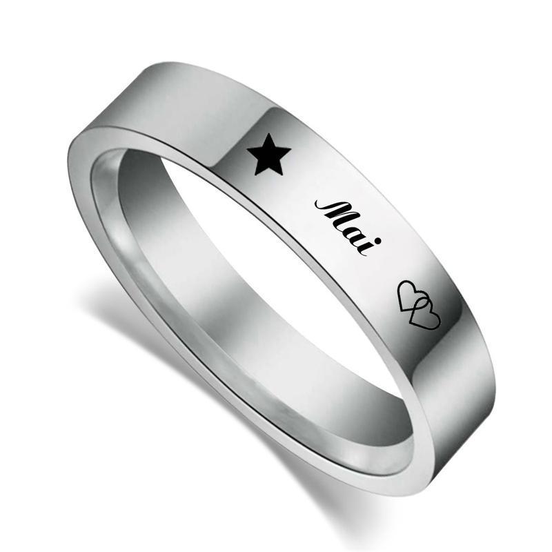 Nhẫn khắc tên riêng theo yêu cầu Titan không gỉ, điền tên cần khắc ở phần thêm ghi chú