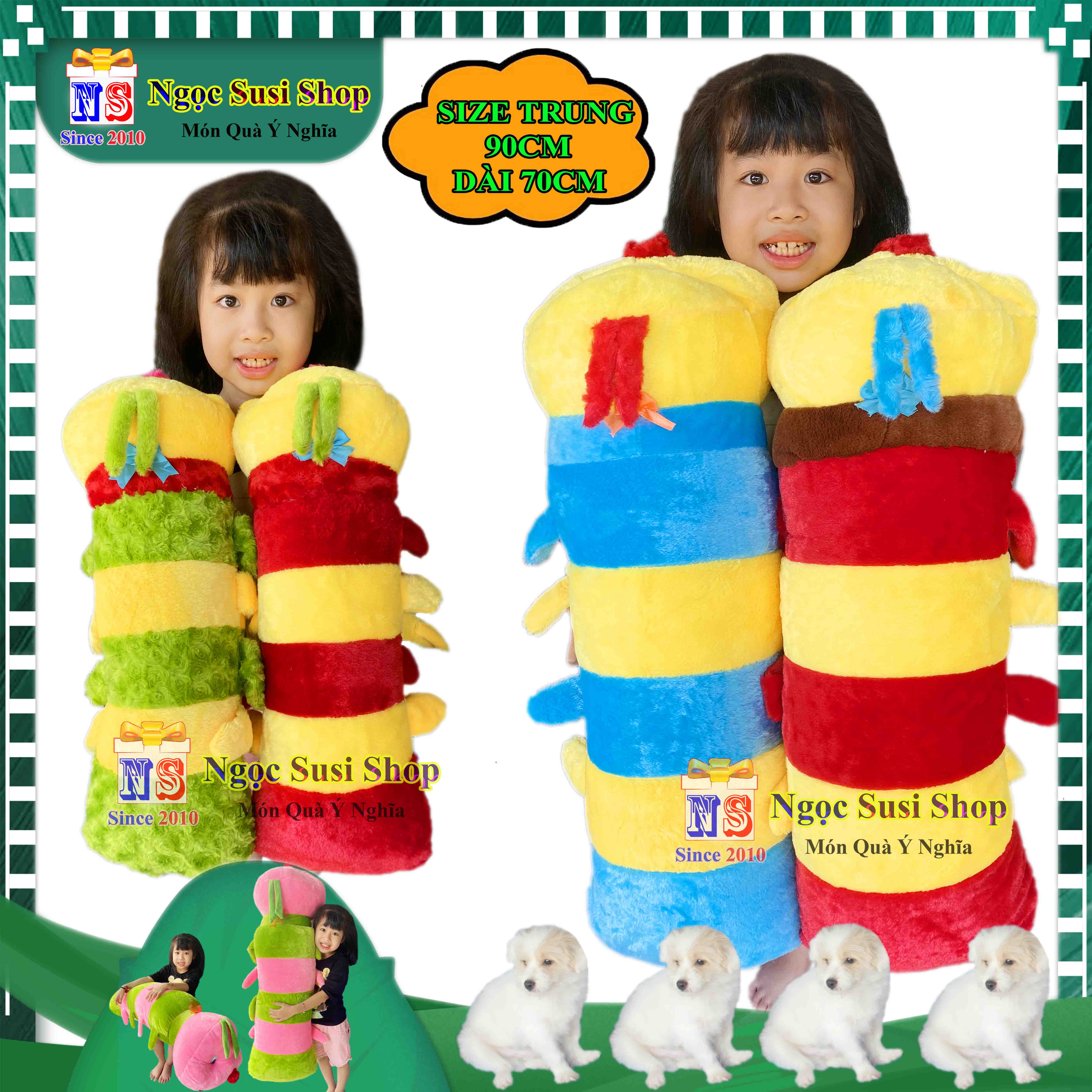 THÚ NHỒI BÔNG CON SÂU ÔM NGỦ SIÊU DÀI KHỔNG LỒ SIÊU MỀM MỊN - GẤU BÔNG HÌNH CON SÂU