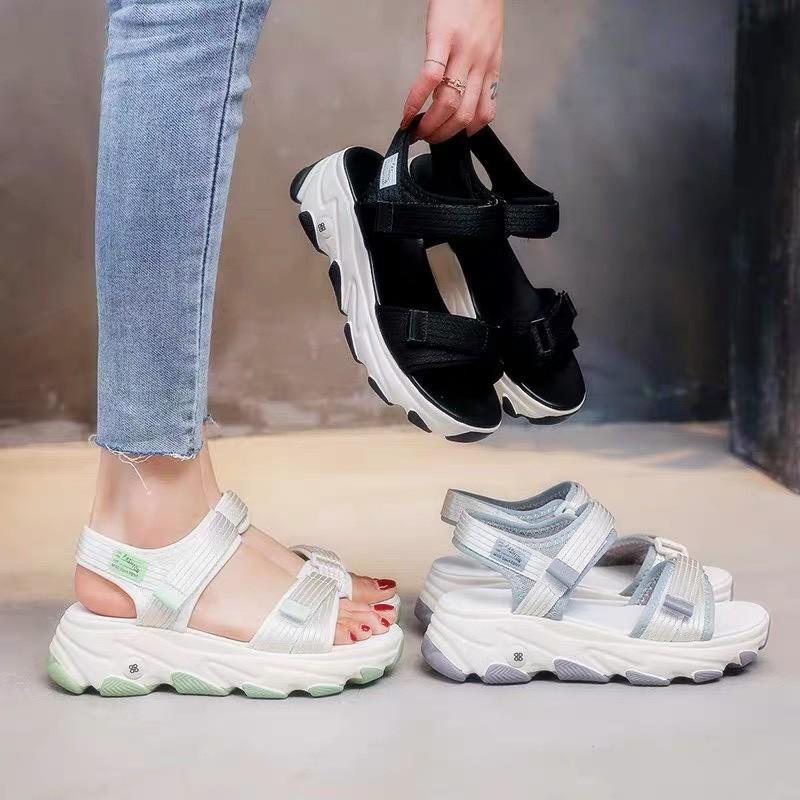 (3 Màu Video) Sandal Nữ 2 Quai Đế Màu 4cm , Dây Dù Cực Bền, Hot Trend Bán Chạy 2020