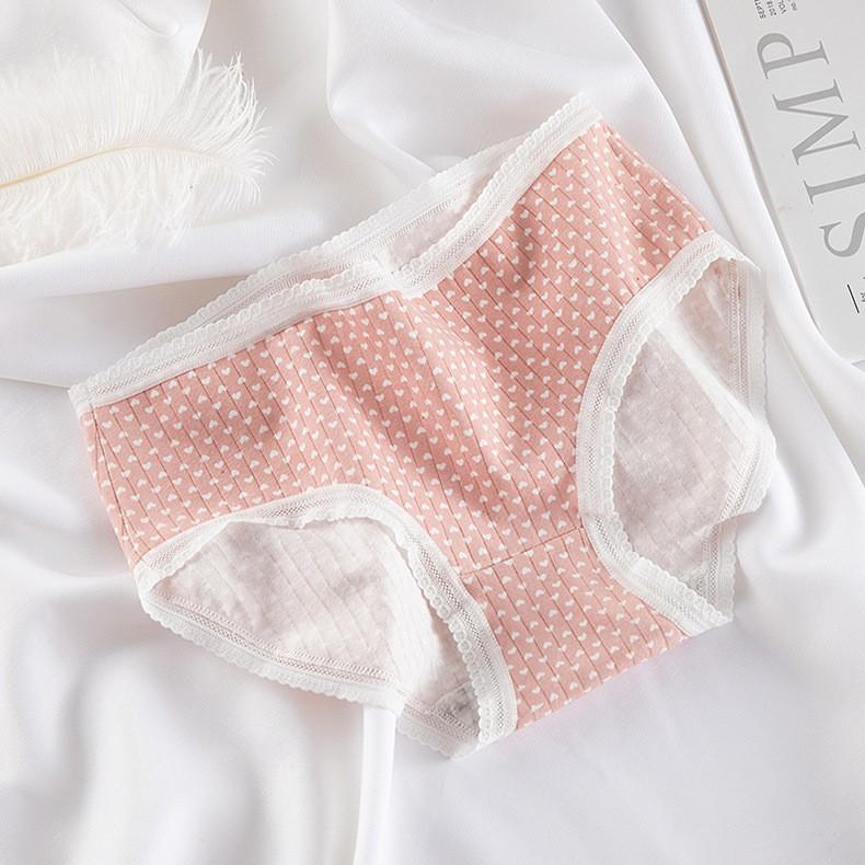 Quần Lót Cotton Tăm Co Dãn 4 Chiều Tim Hồng