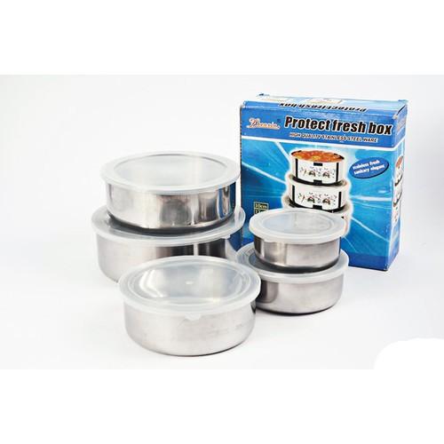 BỘ 5 THỐ INOX CÓ NẮP ĐẬY TIỆN DỤNG CHO TỦ LẠNH