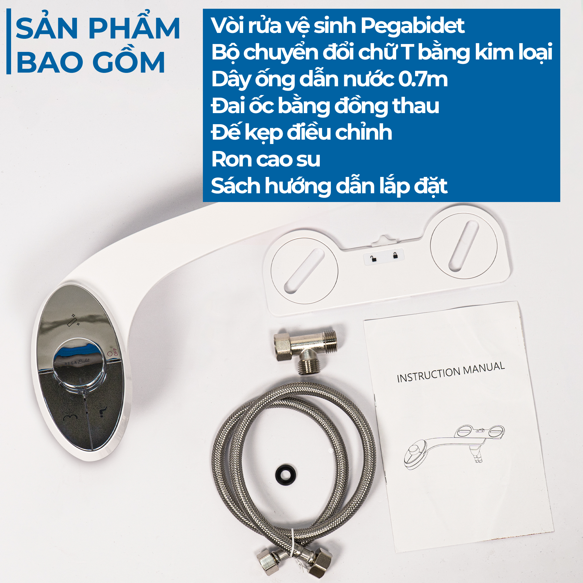 Vòi Xịt, Vòi Rửa Vệ Sinh Thông Minh PEGA Bidet LUX NEXGEN-800C Thế Hệ Mới, 2 Vòi Rửa Có Chức Năng Chuyên Dụng Cho Nữ, Dễ Lắp Đặt, Rất cần cho Trẻ Em, Người Già và Phụ Nữ Mang Thai - Thương Hiệu Mỹ