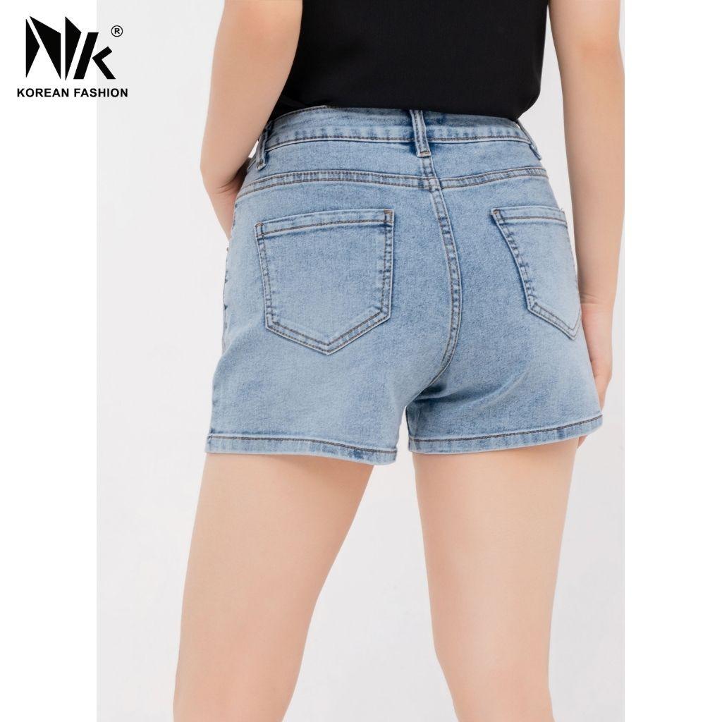 Quần Sooc Thiết Kế Nữ NK FASHION Dáng Basic Cạp Khuy Túi Chéo, Chất Jeans Cao Cấp Chống Nhăn Xù NKFQU2104015
