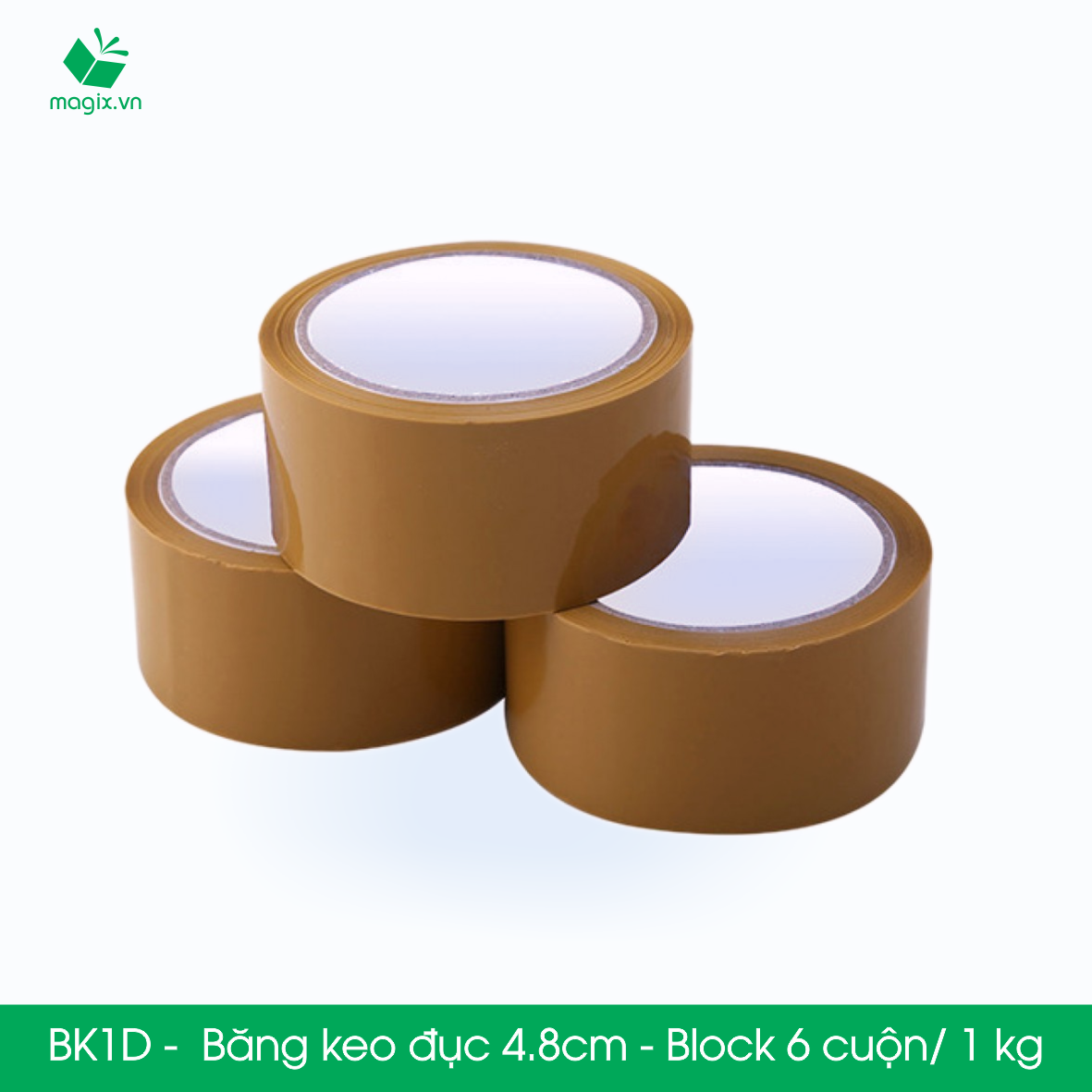 BK1D - Băng Keo Đục - 4.8cm - Block 6 cuộn/kg - Bộ 6 cuộn băng dính đục đóng thùng hộp carton