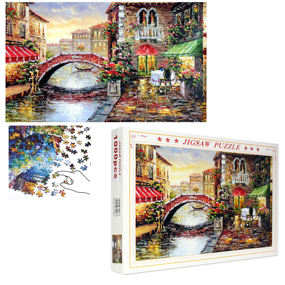 Bộ Tranh Ghép Xếp Hình 1000 Pcs Jigsaw Puzzle Tranh Ghép Thành Phố Nước Hoàng Hôn Bản Đẹp Cao Cấp