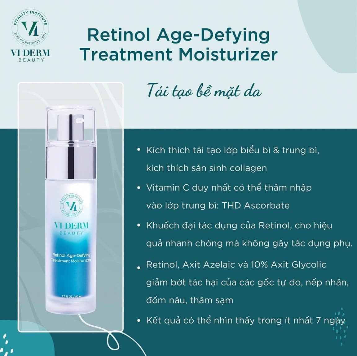 VI Derm Retinol Age-Defying Treatment Moisturizer – Kem Dưỡng Chống Lão Hóa Toàn Diện