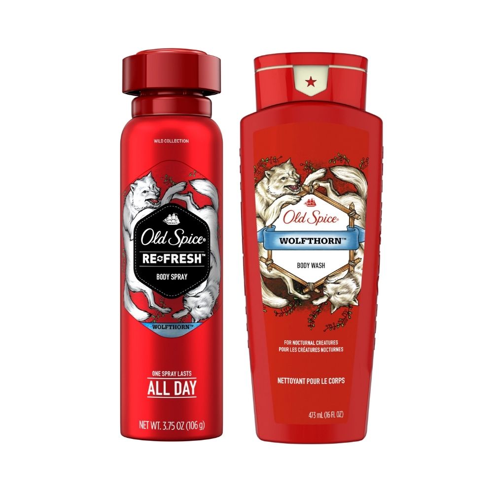 Combo Sữa Tắm+ Xịt Khử Mùi Old Spice Wolfthorn (Body Wash 473ml+  Body spray - 106g)