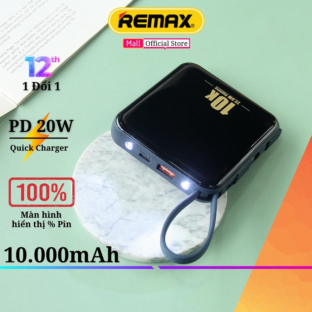 Sạc dự phòng 10000mah chính hãng Remax RPP-285 sạc nhanh 20w và tích hợp dây sạc iP và Type C BH 1 Đổi 1 Trong 12 Tháng - Hàng Chính Hãng