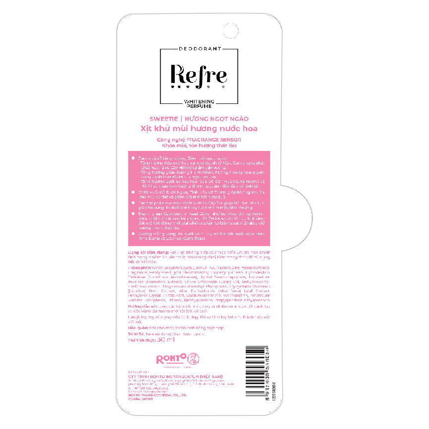 Xịt Khử Mùi Dưỡng Trắng Hương Nước Hoa Refre Whitening Sweetie Hương Ngọt Ngào