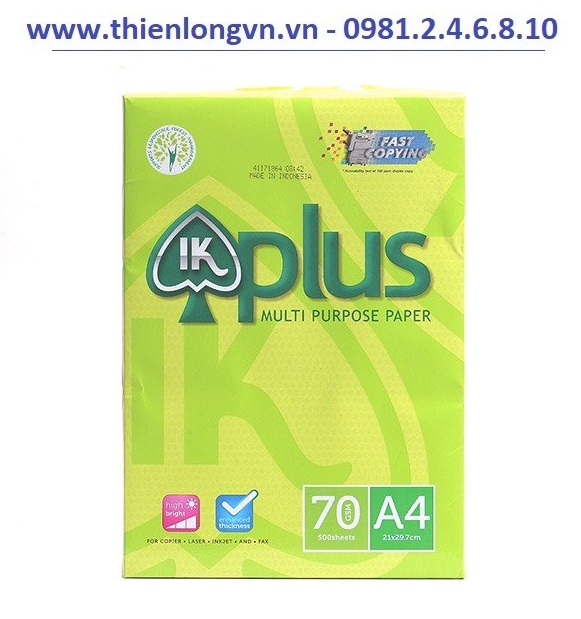 Giấy IK Plus khổ A4 định lượng 70 gsm