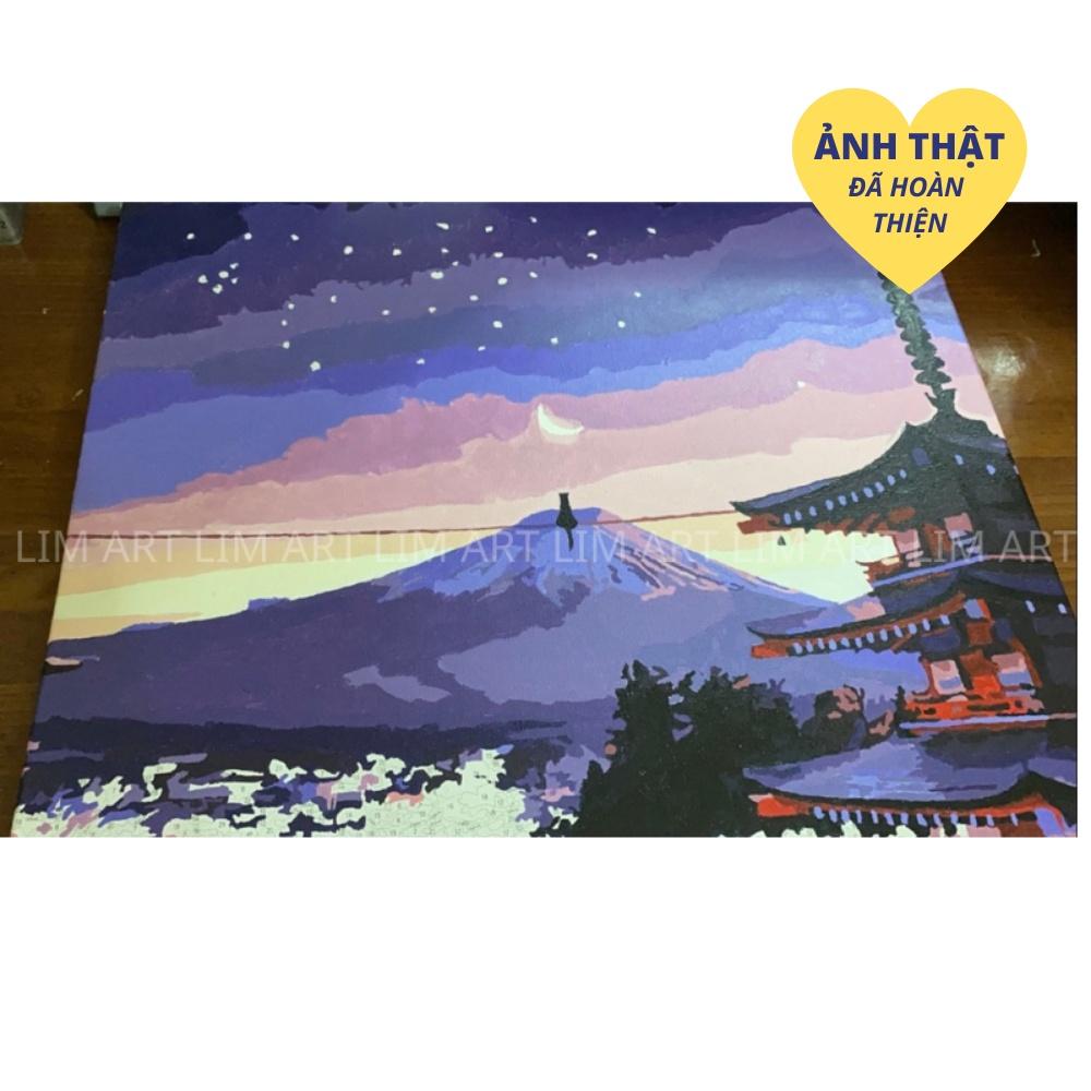 Tranh tô màu theo số có khung phong cảnh Núi Phú Sĩ - Tranh sơn dầu số hóa tự tô LIM Art