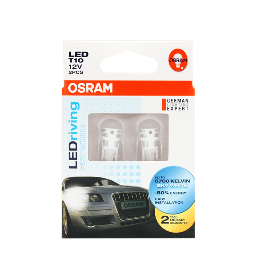 Bóng đèn led chân ghim nhỏ OSRAM STANDARD RETROFIT W5W 12v màu trắng sky (Hộp giấy 2 cái)