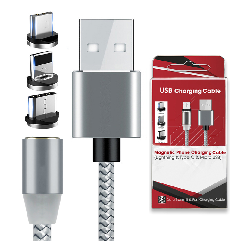 Dây Cáp Sạc Từ Tính Nam Châm Magnetic LED Charging 3 In 1 (Lightning & Type-C & Micro USB) - DT037