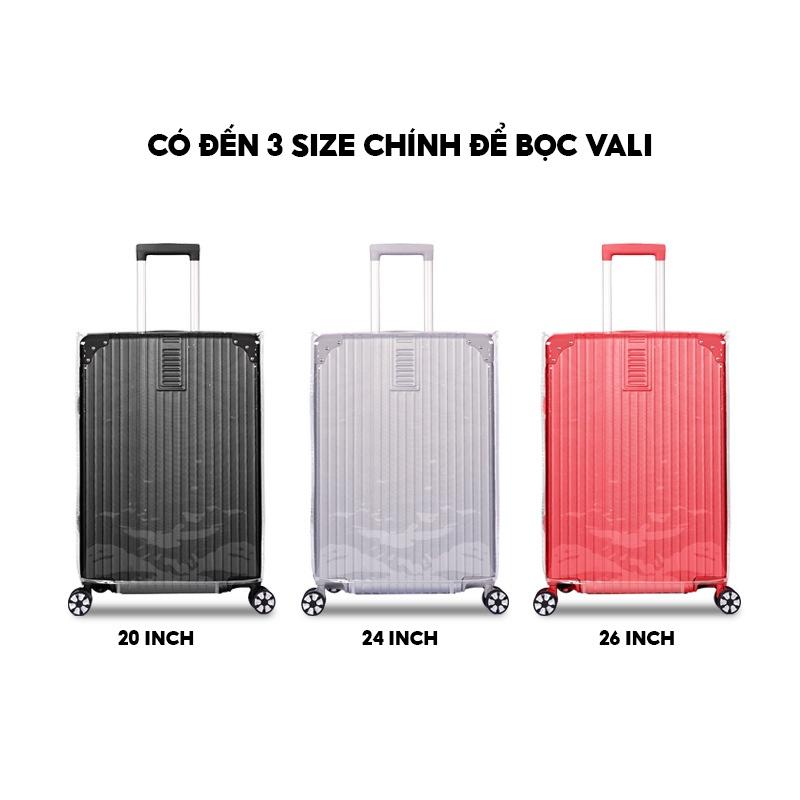 Bọc Vali Trong Suốt Nhựa TPE Trùm Chống Bẩn Vali Có Dán Băng Nhám Đủ Loại Size Từ 20 Đến 28 LT-001 LT-001