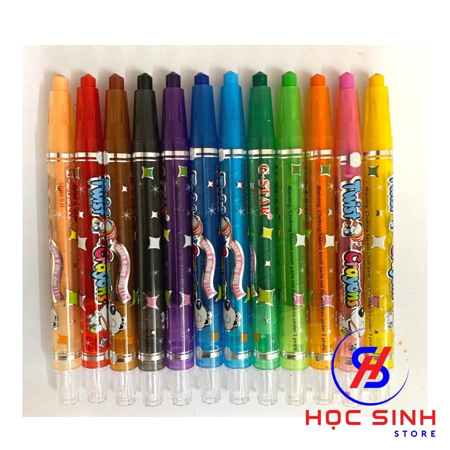 Vỉ 12 Cây Bút Sáp Tô Màu Dạng Vặn Gstar GS906 - 12N Thân ngắn 11.3cm