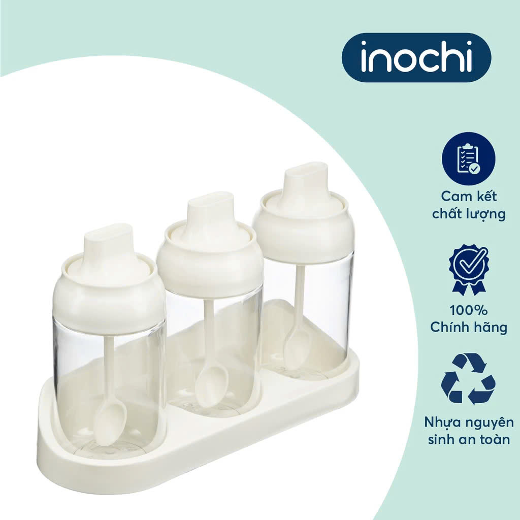 Bộ 2 hộp gia vị Tritan Yoko - Chính hãng Inochi - tiêu chuẩn nhật bản