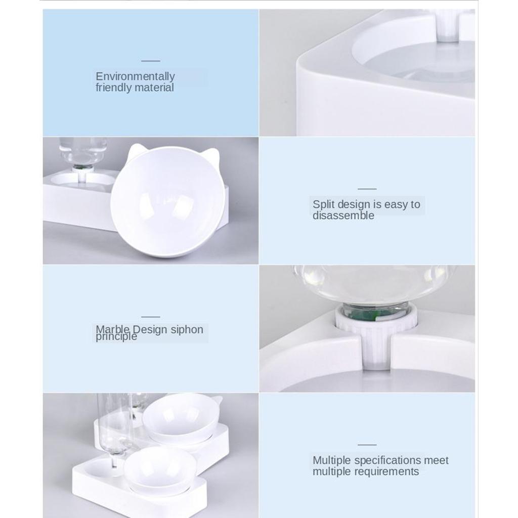 Cat Dog Feeder 2 In 1 Automatic Water Bowl And Food Bowl Double Pet Bowls - Spine Protective Food Bowl & Automatic Water Dispenser