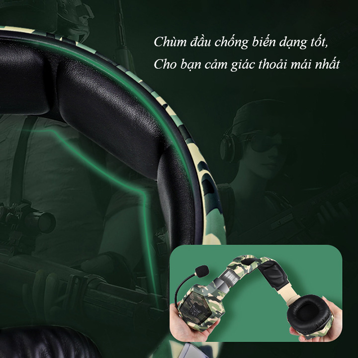 Tai nghe gaming - Tai nghe chụp tai( Headphone gaming) K8 có mic dành cho game thủ nghe nhạc xem phim chơi game cực đã