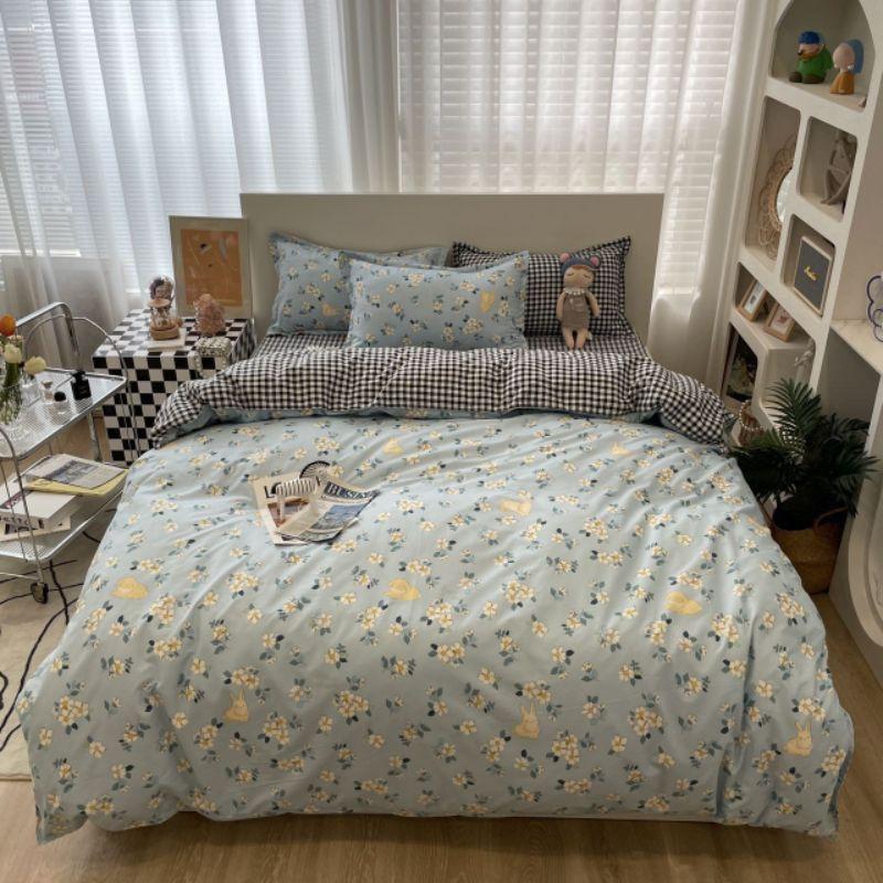 Bộ chăn ga gối cotton poly Hoa Nhí 2022. Chăn ga phong cách Hàn Quốc QUY Bedding