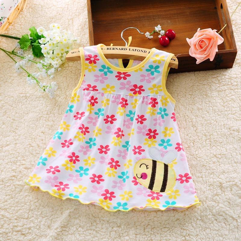Đầm bé gái sơ sinh dễ thương - Đầm mặc nhà bé gái, váy cho bé gái sơ sinh 0-3M màu ngẫu nhiên
