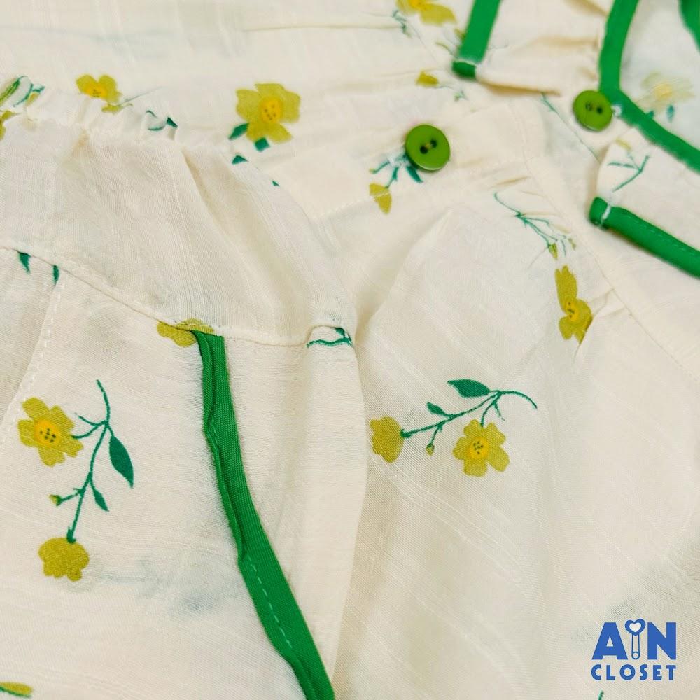 Bộ quần áo Ngắn bé gái họa tiết hoa Kim Đồng Vàng tơ - AICDBGOPZWWM - AIN Closet