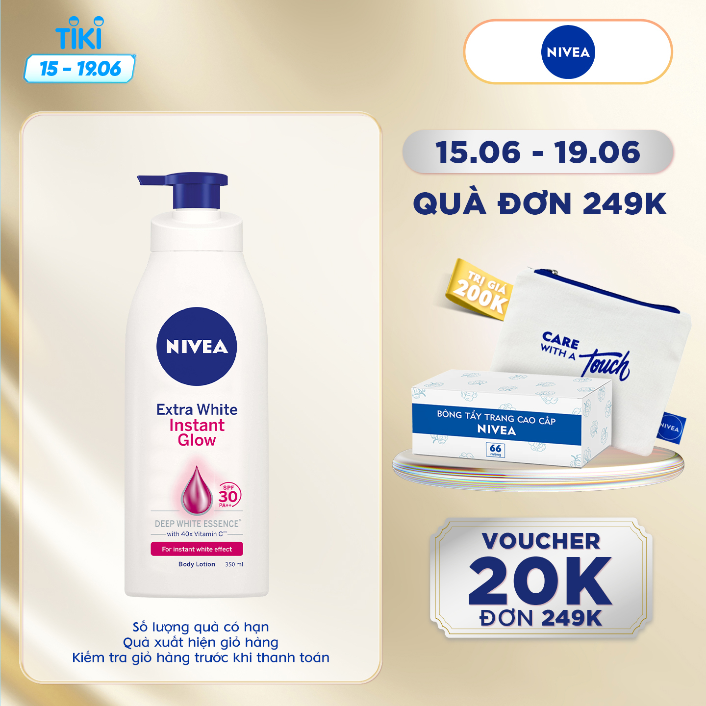 Sữa Dưỡng Thể Giúp Sáng Da Instant White Nivea SPF30 PA++ 88320 (350ml)