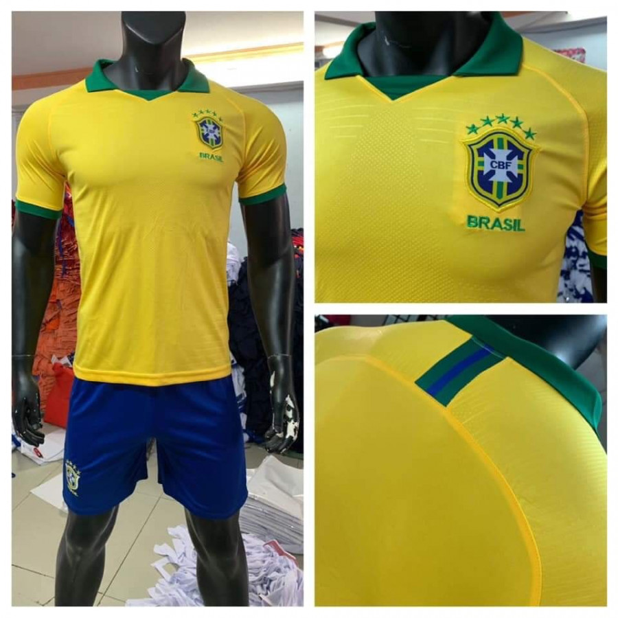 Bộ quần áo đá bóng mẫu đội tuyển BRASIL màu vàng mùa giải 2019 2020