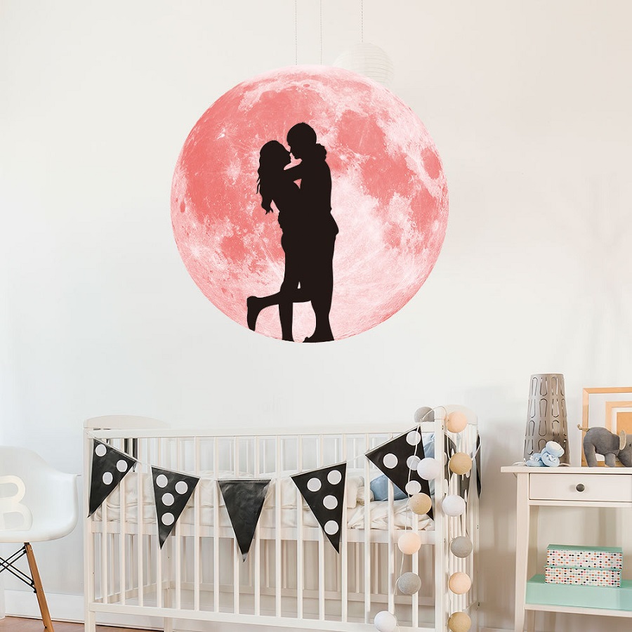 Decal dán tường mặt trăng phát sáng lung linh 30 cm