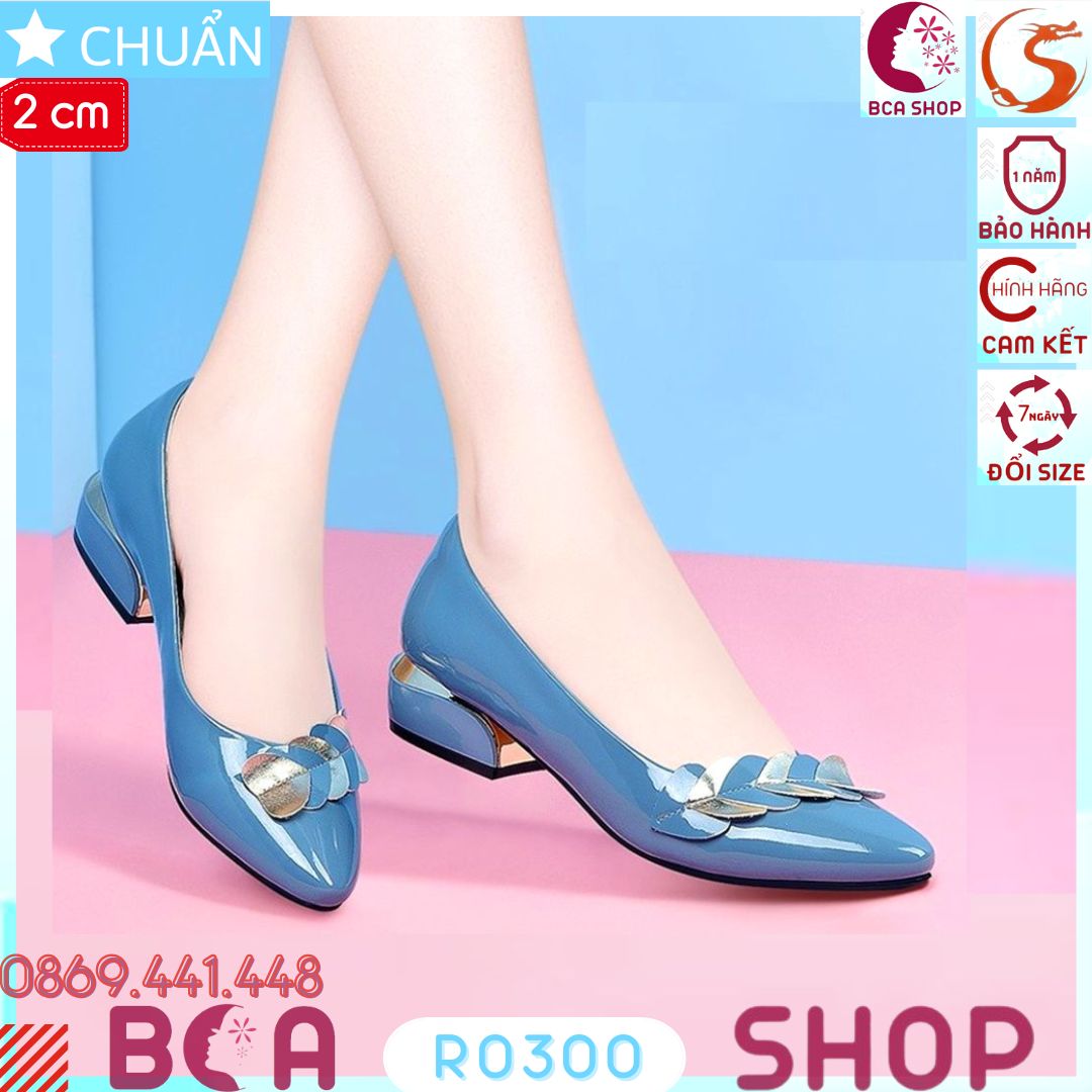 Giày cao gót nữ 2p RO300 ROSATA tại BCASHOP kiểu dáng công sở nổi bật với những trái tim vàng đính xen kẽ - màu xanh