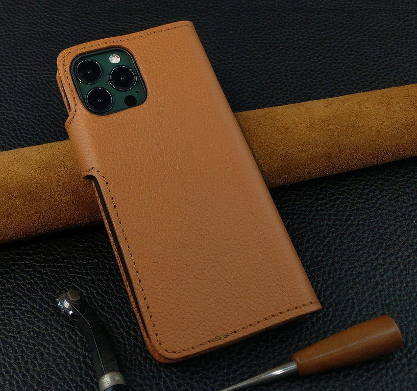Bao da cho ·điện thoại 12 pro max, 13 pro max handmade dạng ví da bò thật
