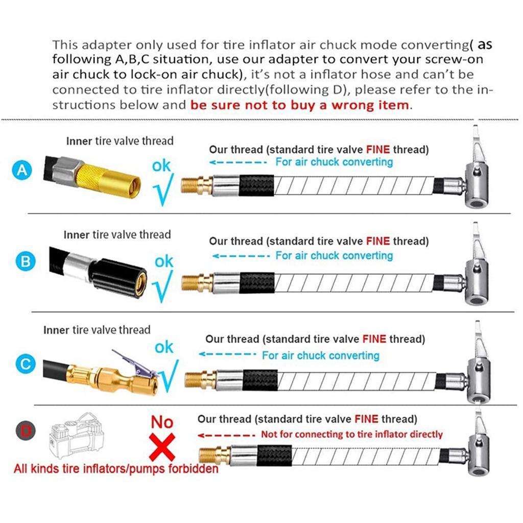 3-20pack Car 23cm Tyre Inflator Hose Adapter Valve for Bicycles Motorcycle Buses