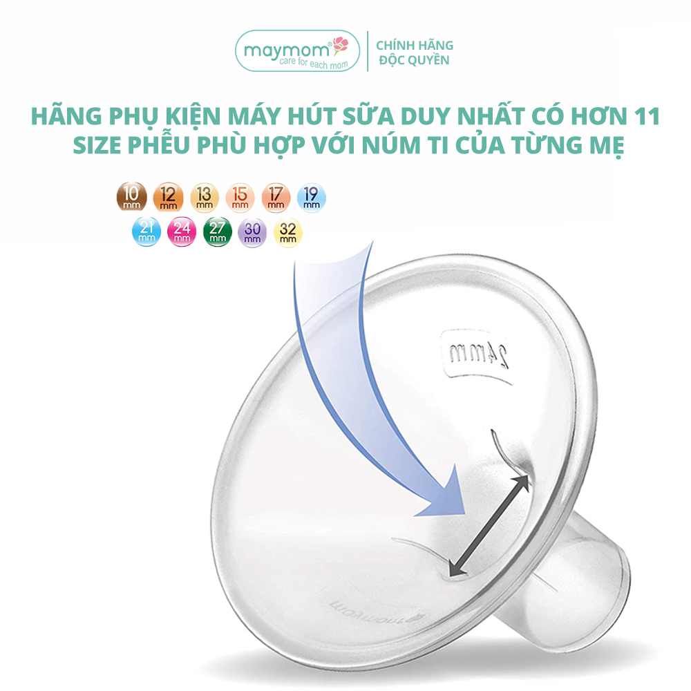 Bộ Phụ Kiện Máy Hút Sữa Unimom Thương Hiệu Maymom, Phễu Hút Sữa Size Từ 10-32mm