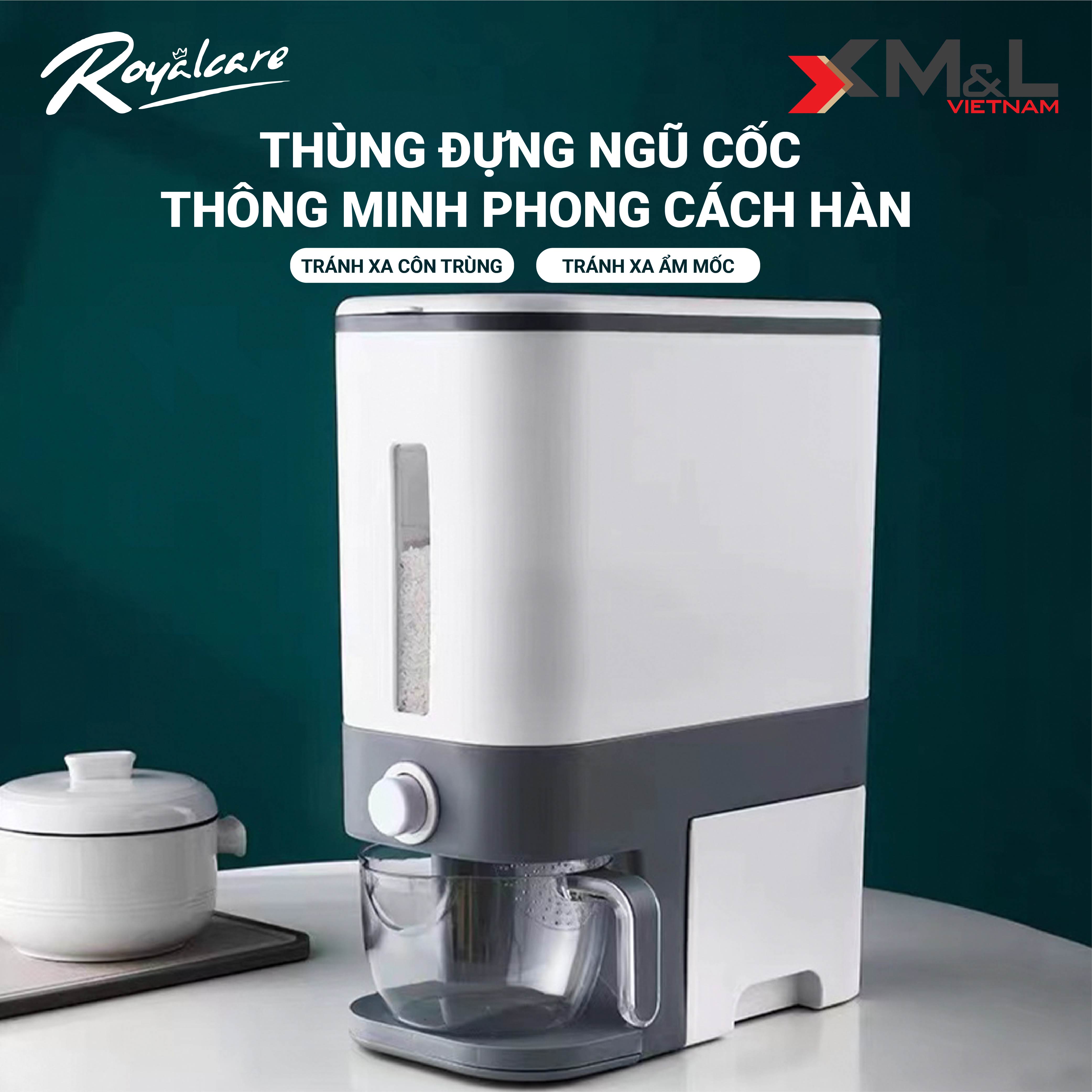 Thùng đựng gạo thông minh M&L Royalcare 6068 - bao gồm khay đựng ngũ cốc - chống ẩm mốc côn trùng - đồ gia dụng tiện ích