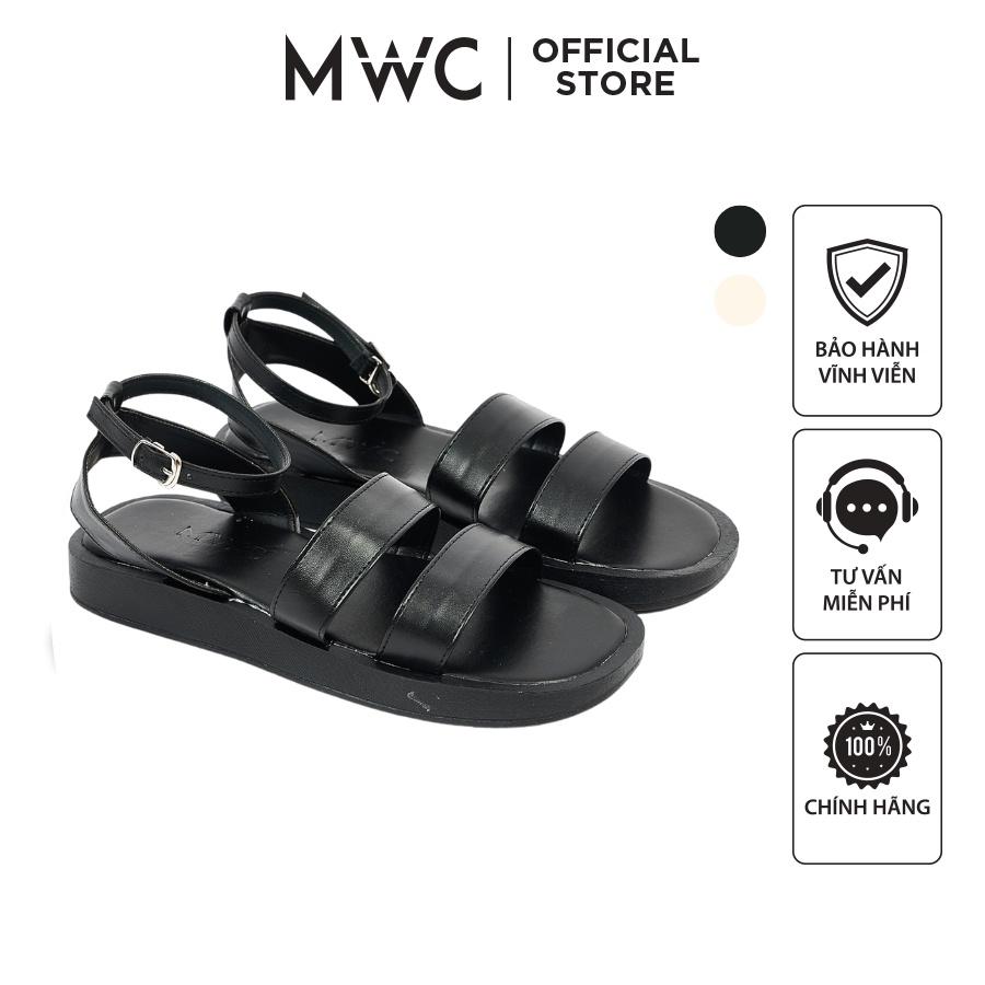 Giày Sandal Nữ MWC 2968 - Sandal Quai Kép Cao 3cm Siêu Hack Dáng Phối Khóa Lót Dán Thời Trang